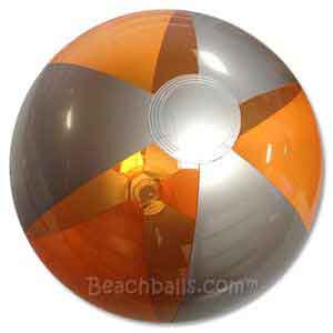 16'' Translucent Orange & Silver Beach Balls