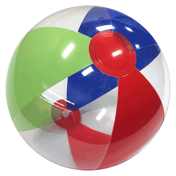 24" Traditional Beach Ball Multi colored Paradise Ball with Transparent Areas