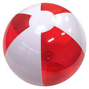 16'' Translucent Red & White Beach Balls