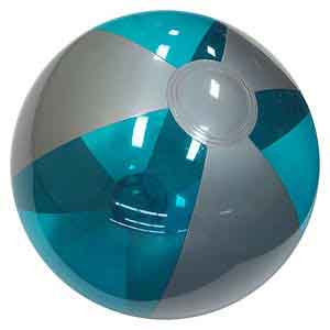 16'' Translucent Teal & Silver Beach Balls