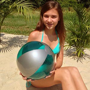 16'' Translucent Teal & Silver Beach Balls