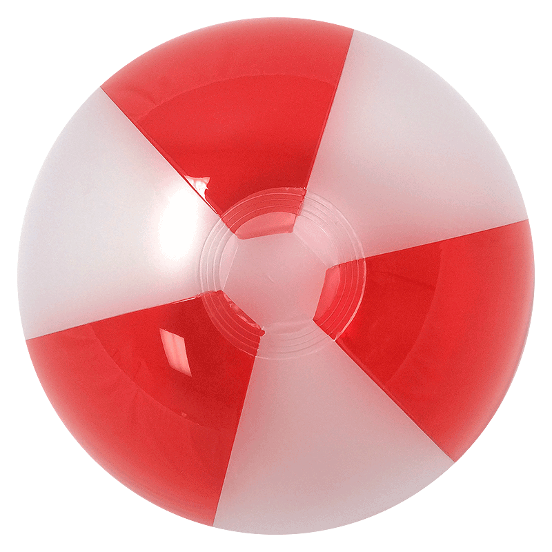 16-Inch Translucent Red & Opaque White, Translucent Beach Balls