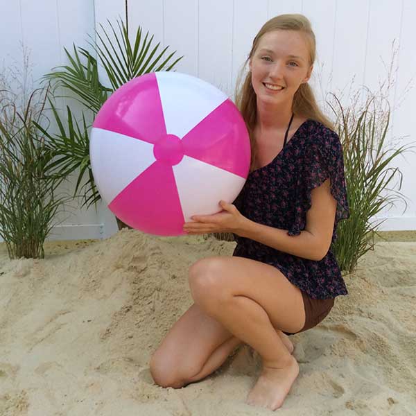 24'' Hot Pink & White Beach Balls