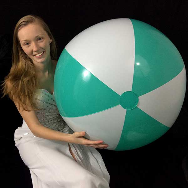 36'' Teal & White Beach Balls