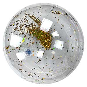 28'' Transparent Gold Glitter Beach Ball