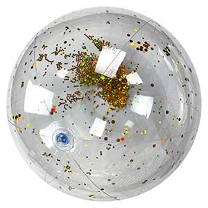 28'' Transparent Gold Glitter Beach Ball