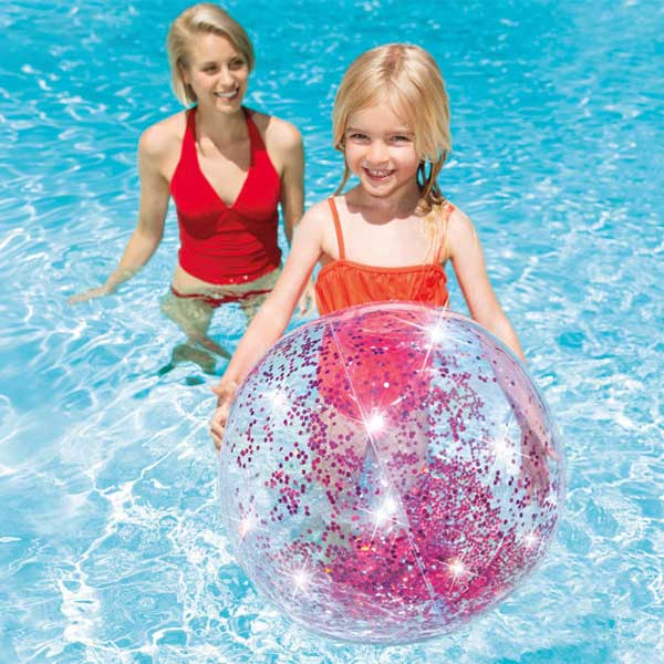 28'' Transparent Pink Glitter Beach Ball