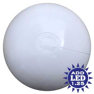 16'' Solid White Glow-Ready 1.25 Beach Ball