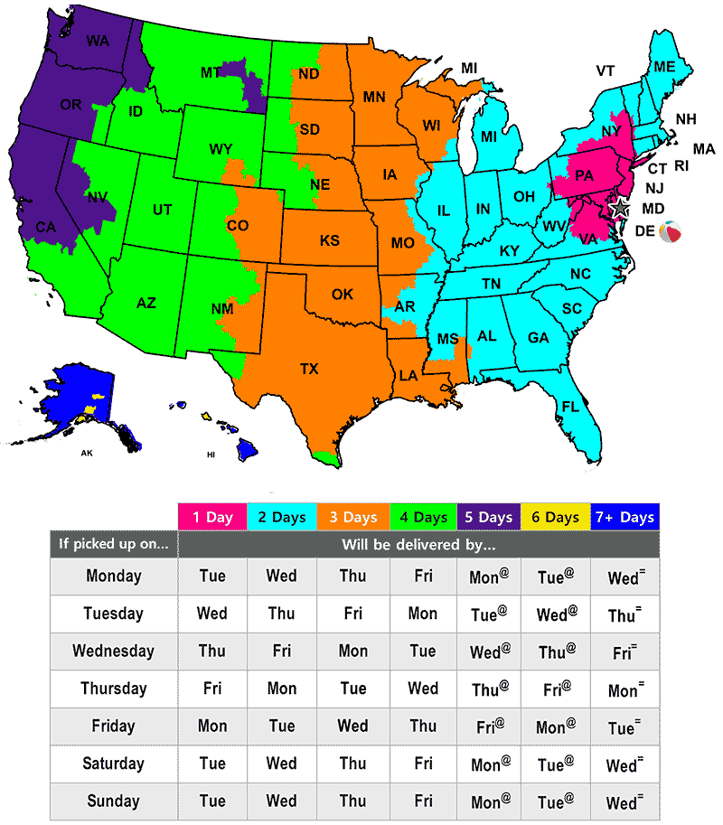 FedEx Shipping Ground Map